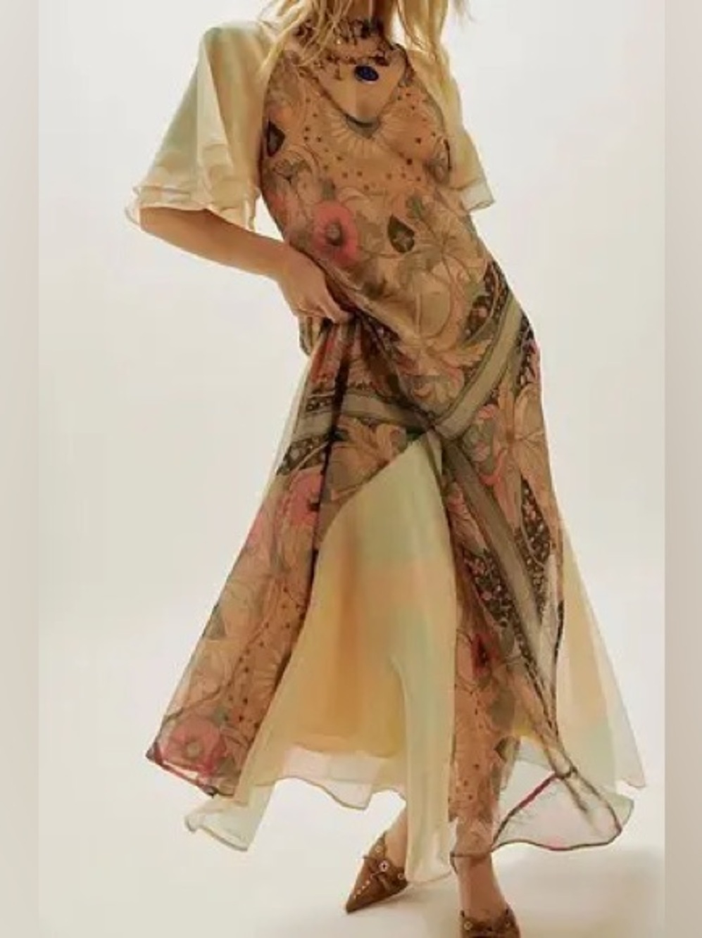 1048. FREE PEOPLE Celestial  Nights Maxi Dress in Fairy Combo Sz S NWOT $228 - Picture 3 of 12